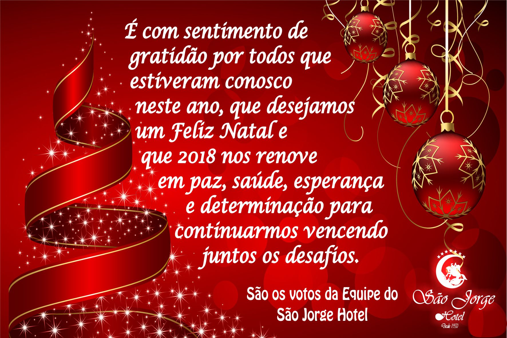 Feliz Natal e Próspero Ano Novo - São Jorge Hotel